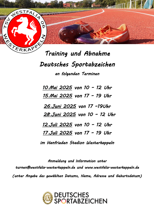 Neue Sportabzeichen Termine 2025